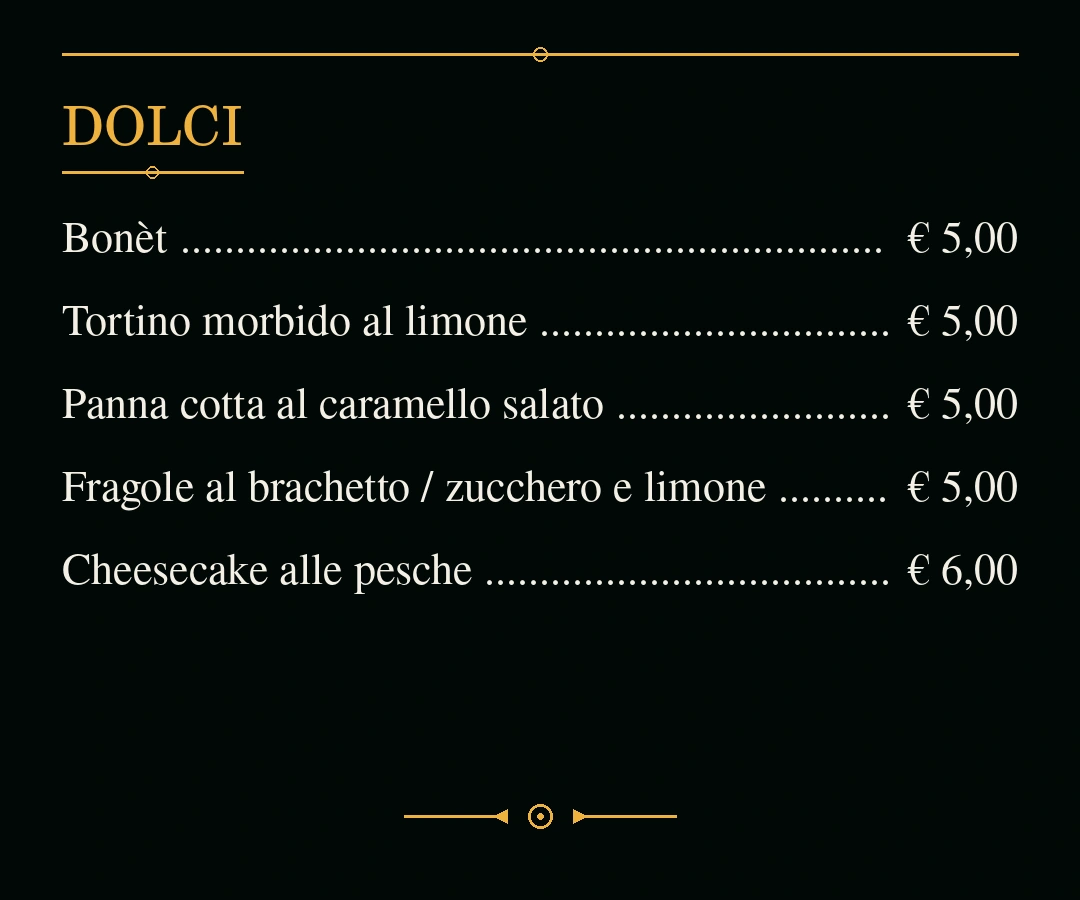 Menu - Dolci